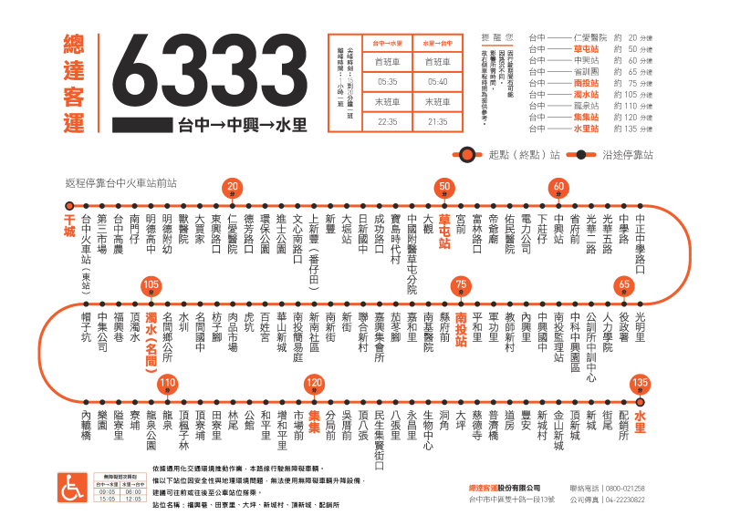 總達客運「6333台中-水里」路線